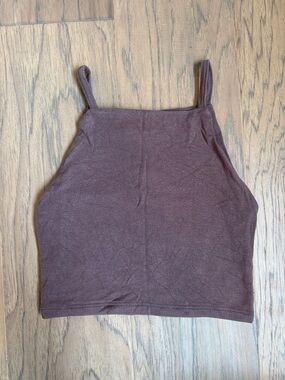 naked wardrobe Brown High Neck Cropped Tank Small